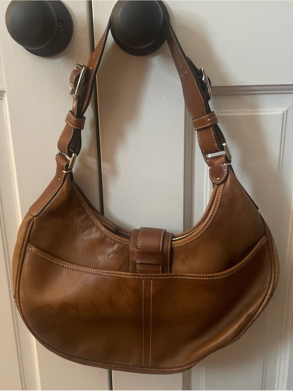 Coach Hamptons Leather Hobo Shoulder Bag Buckle Vintage Brown 7548 - Picture 2 of 12